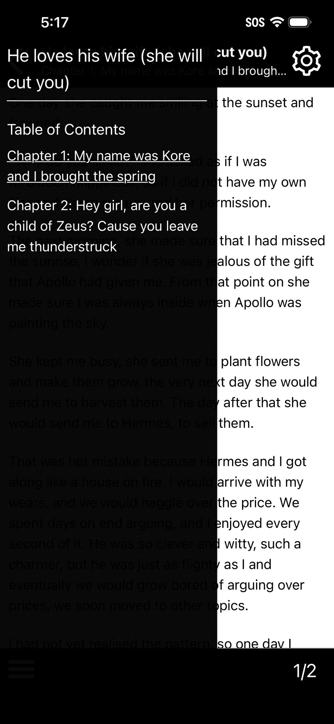 FoundFic in-app reader view.